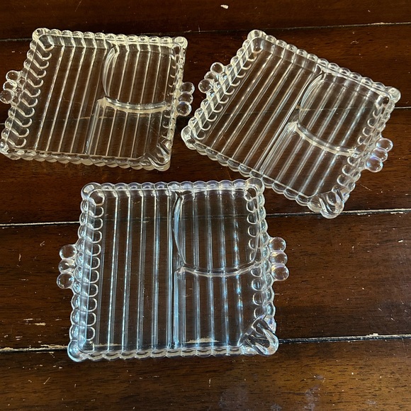 Vintage Hazel Atlas depression glass snack, sip and smoke...